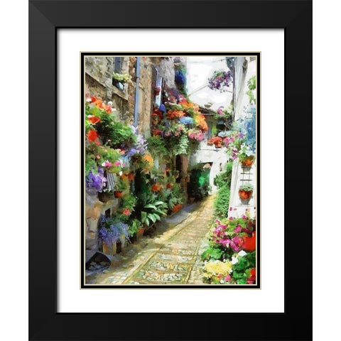 Flower Alley Black Modern Wood Framed Art Print with Double Matting by Medeiros, Celito
