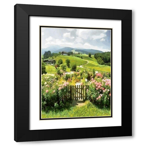Flowers by the Fence Door Black Modern Wood Framed Art Print with Double Matting by Medeiros, Celito