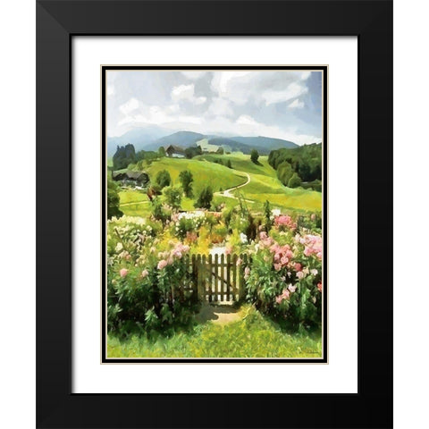 Flowers by the Fence Door Black Modern Wood Framed Art Print with Double Matting by Medeiros, Celito