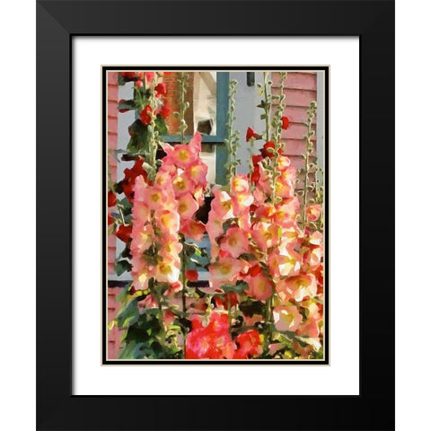 Tall pink Flowers Black Modern Wood Framed Art Print with Double Matting by Medeiros, Celito