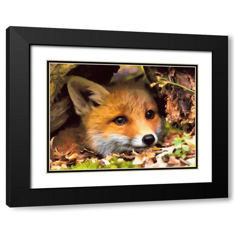 Beautiful Fox Black Modern Wood Framed Art Print with Double Matting by Medeiros, Celito
