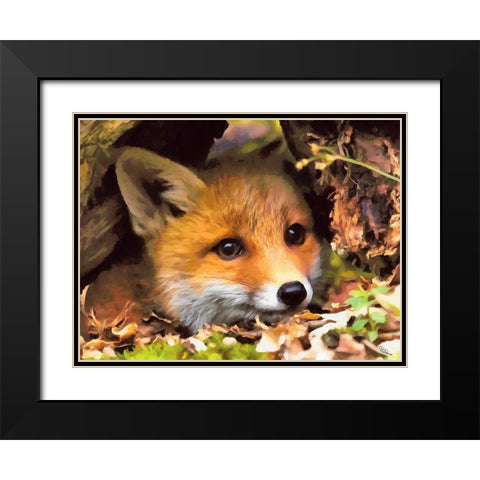 Beautiful Fox Black Modern Wood Framed Art Print with Double Matting by Medeiros, Celito