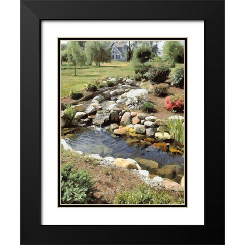 Small Lake in the Garden Black Modern Wood Framed Art Print with Double Matting by Medeiros, Celito