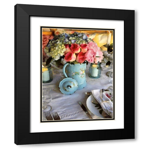 Bouquett on the Table Black Modern Wood Framed Art Print with Double Matting by Medeiros, Celito