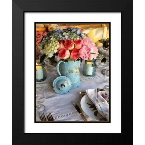 Bouquett on the Table Black Modern Wood Framed Art Print with Double Matting by Medeiros, Celito