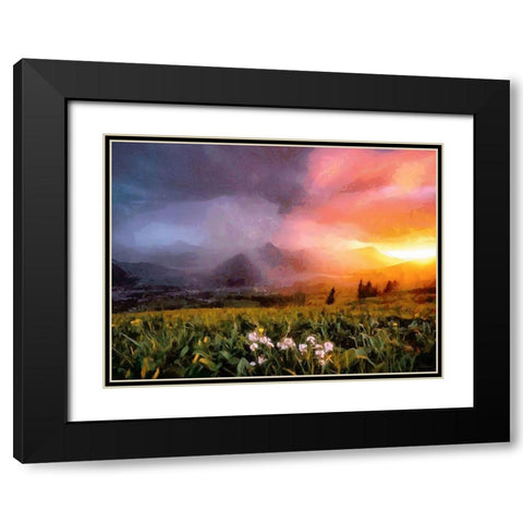 Sunset Behind the Mountains Black Modern Wood Framed Art Print with Double Matting by Medeiros, Celito