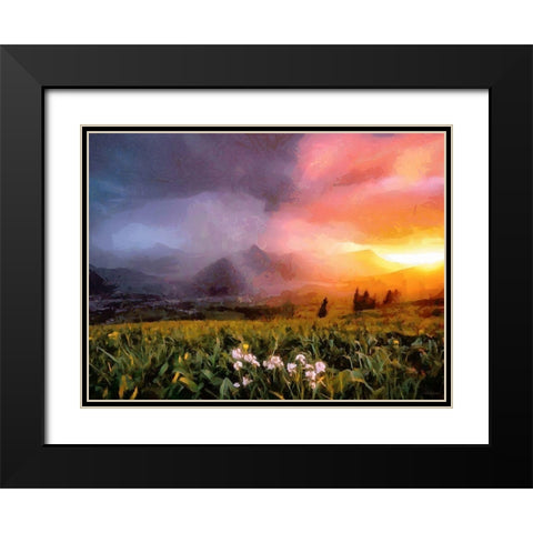 Sunset Behind the Mountains Black Modern Wood Framed Art Print with Double Matting by Medeiros, Celito