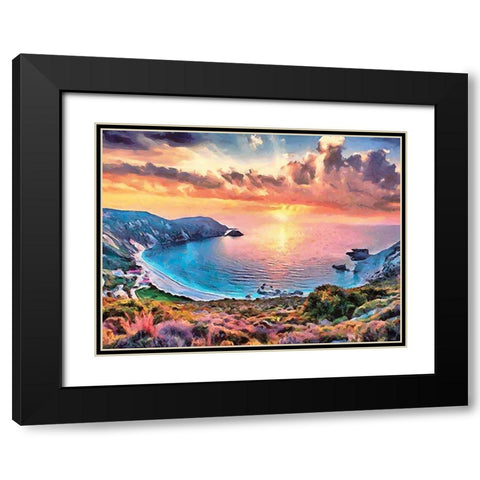 Sunset Behind the Bay Black Modern Wood Framed Art Print with Double Matting by Medeiros, Celito