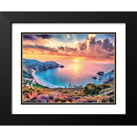 Sunset Behind the Bay Black Modern Wood Framed Art Print with Double Matting by Medeiros, Celito