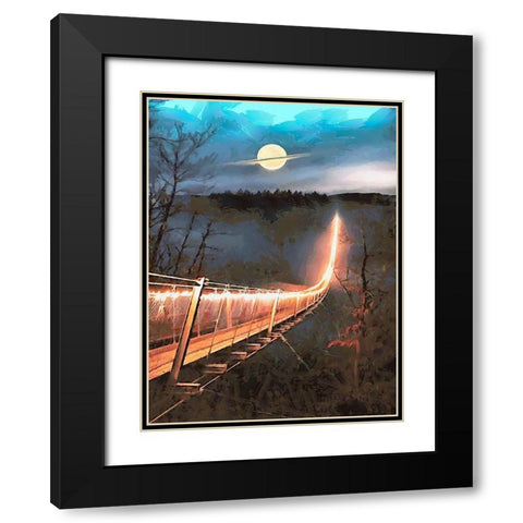 Light Bridge Black Modern Wood Framed Art Print with Double Matting by Medeiros, Celito