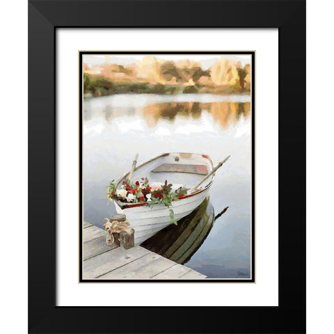 A Boat with Flowers Black Modern Wood Framed Art Print with Double Matting by Medeiros, Celito
