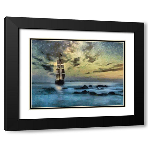 Winter Sky over the Sail Black Modern Wood Framed Art Print with Double Matting by Medeiros, Celito