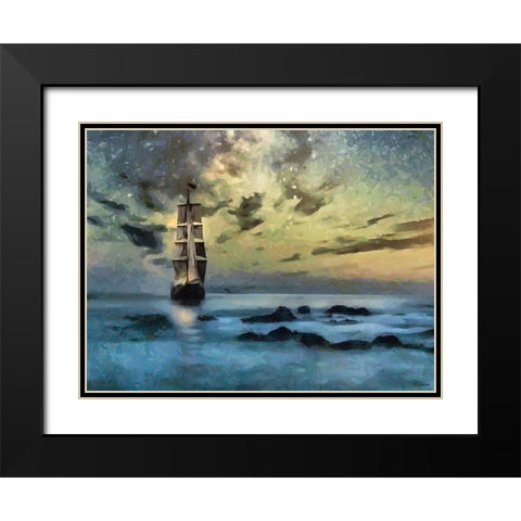 Winter Sky over the Sail Black Modern Wood Framed Art Print with Double Matting by Medeiros, Celito