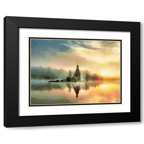 A Lake Chaple Black Modern Wood Framed Art Print with Double Matting by Medeiros, Celito