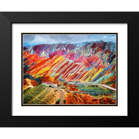 Colorful Mountains Black Modern Wood Framed Art Print with Double Matting by Medeiros, Celito