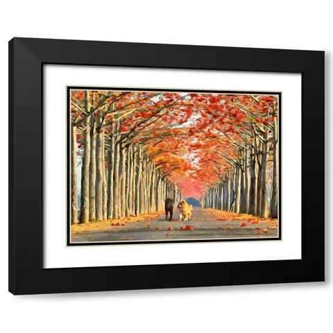 Two Four-legged Friends Black Modern Wood Framed Art Print with Double Matting by Medeiros, Celito