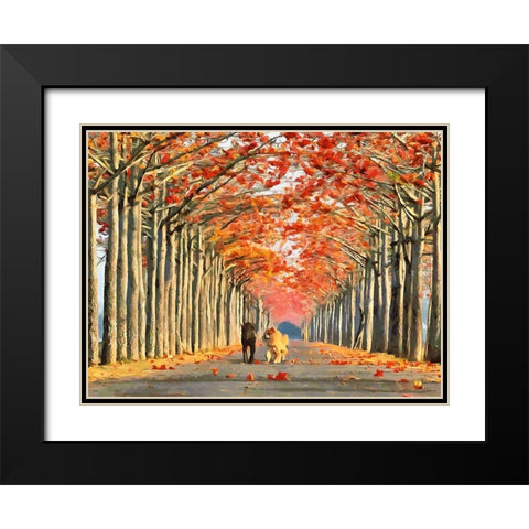 Two Four-legged Friends Black Modern Wood Framed Art Print with Double Matting by Medeiros, Celito