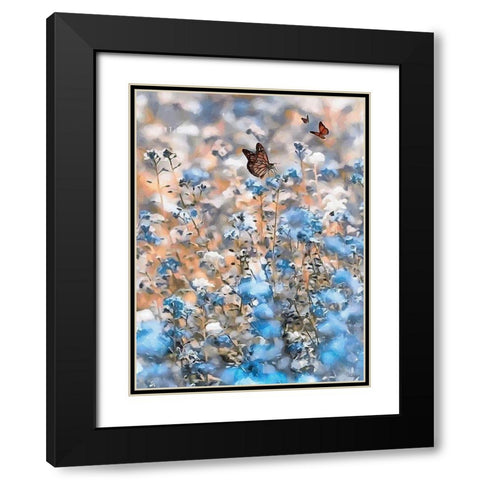 Butterflies Black Modern Wood Framed Art Print with Double Matting by Medeiros, Celito