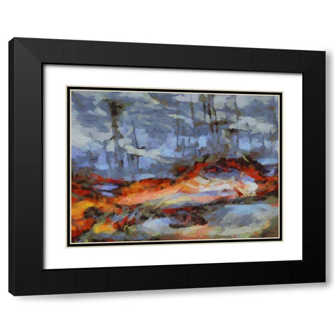 Mood of Abstraction VIII Black Modern Wood Framed Art Print with Double Matting by Medeiros, Celito