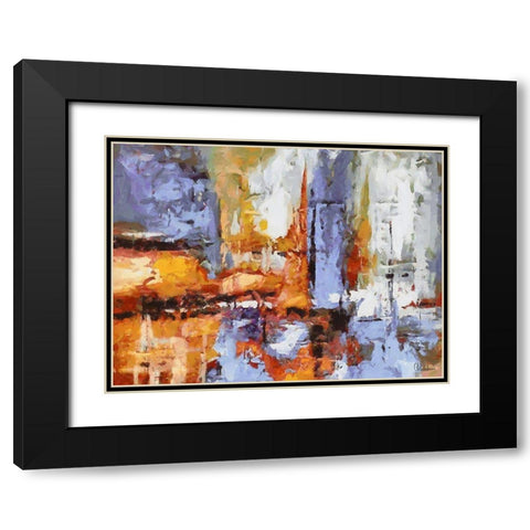 Mood of Abstraction X Black Modern Wood Framed Art Print with Double Matting by Medeiros, Celito