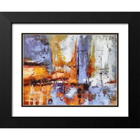 Mood of Abstraction X Black Modern Wood Framed Art Print with Double Matting by Medeiros, Celito