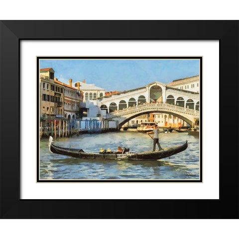 Ponte Rialto I Black Modern Wood Framed Art Print with Double Matting by Medeiros, Celito