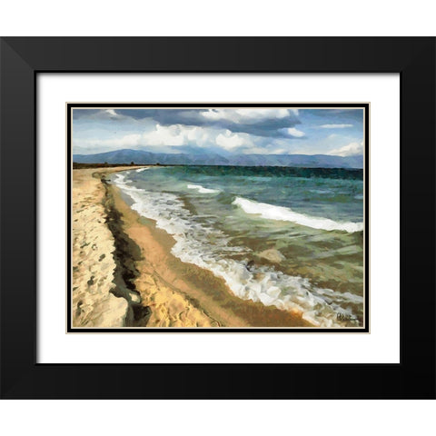 Sandy Beach Black Modern Wood Framed Art Print with Double Matting by Medeiros, Celito