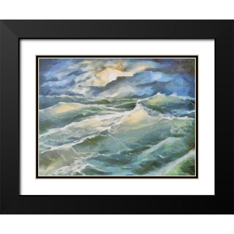 Waves in Storm I Black Modern Wood Framed Art Print with Double Matting by Medeiros, Celito