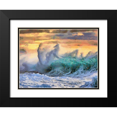 Waves in Storm II Black Modern Wood Framed Art Print with Double Matting by Medeiros, Celito