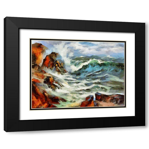 Waves in Storm III Black Modern Wood Framed Art Print with Double Matting by Medeiros, Celito