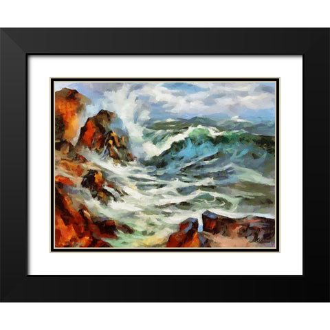 Waves in Storm III Black Modern Wood Framed Art Print with Double Matting by Medeiros, Celito