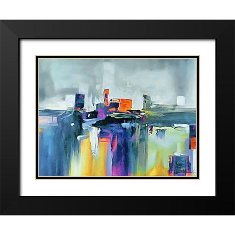Mood of Abstraction XXII Black Modern Wood Framed Art Print with Double Matting by Medeiros, Celito