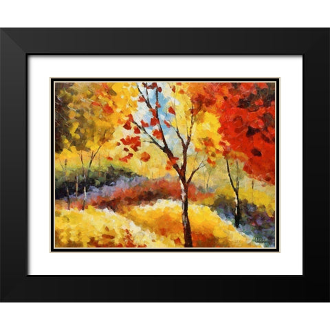 A Tree with red Leaves II Black Modern Wood Framed Art Print with Double Matting by Medeiros, Celito