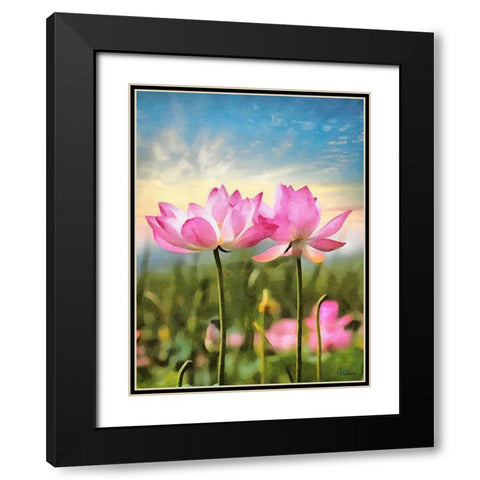 Watter Lilly IV Black Modern Wood Framed Art Print with Double Matting by Medeiros, Celito