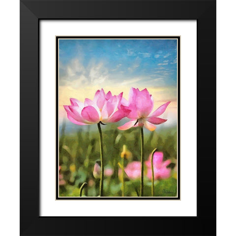 Watter Lilly IV Black Modern Wood Framed Art Print with Double Matting by Medeiros, Celito