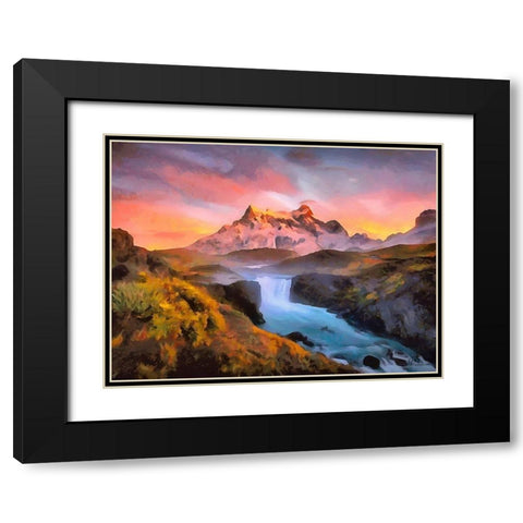 Watterfall Collection II Black Modern Wood Framed Art Print with Double Matting by Medeiros, Celito