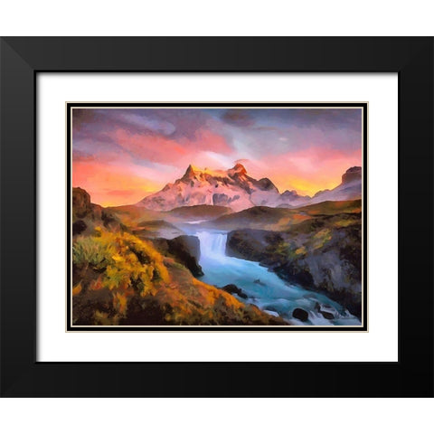 Watterfall Collection II Black Modern Wood Framed Art Print with Double Matting by Medeiros, Celito