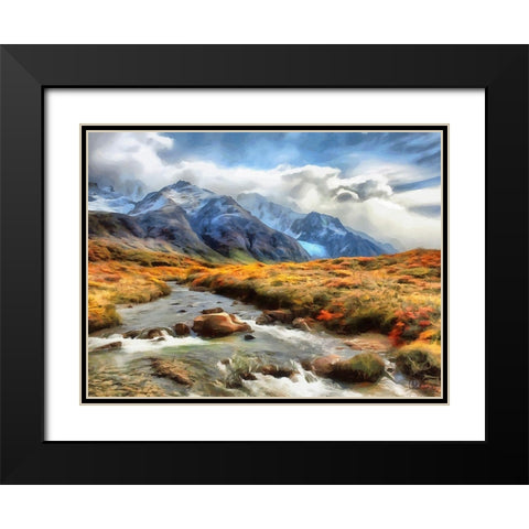 Watterfall Collection III Black Modern Wood Framed Art Print with Double Matting by Medeiros, Celito