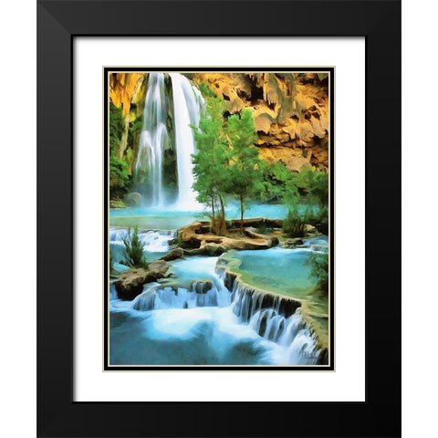 Watterfall Collection IV Black Modern Wood Framed Art Print with Double Matting by Medeiros, Celito