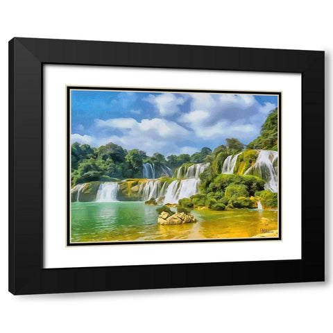 Watterfall Collection VI Black Modern Wood Framed Art Print with Double Matting by Medeiros, Celito