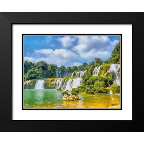 Watterfall Collection VI Black Modern Wood Framed Art Print with Double Matting by Medeiros, Celito