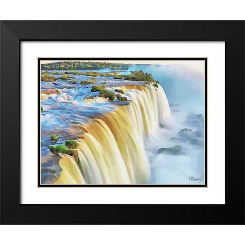 Iguazu Watterfalls Black Modern Wood Framed Art Print with Double Matting by Medeiros, Celito