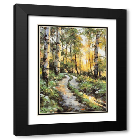 Way in Forest II Black Modern Wood Framed Art Print with Double Matting by Medeiros, Celito