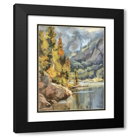 Lake in the Mountains Black Modern Wood Framed Art Print with Double Matting by Medeiros, Celito
