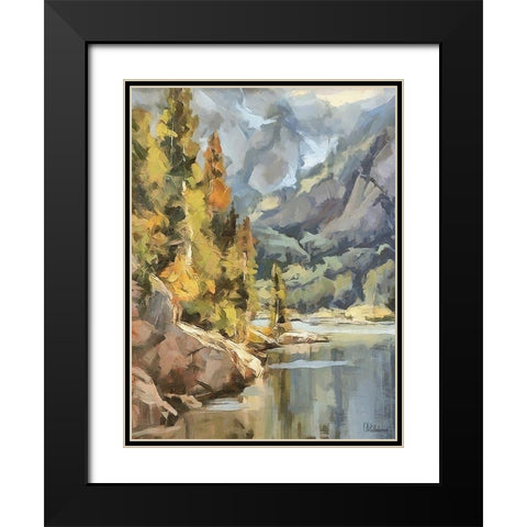 Lake in the Mountains Black Modern Wood Framed Art Print with Double Matting by Medeiros, Celito