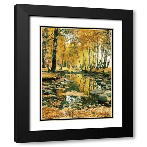 River in the Forest II Black Modern Wood Framed Art Print with Double Matting by Medeiros, Celito