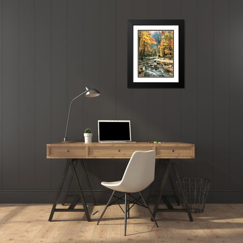 River in the Forest V Black Modern Wood Framed Art Print with Double Matting by Medeiros, Celito