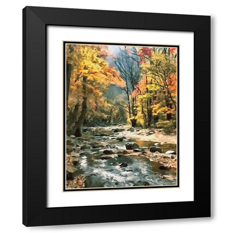 River in the Forest V Black Modern Wood Framed Art Print with Double Matting by Medeiros, Celito