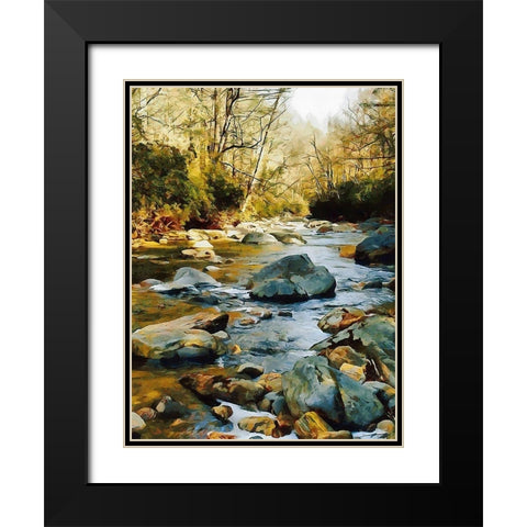 River in the Forest VII Black Modern Wood Framed Art Print with Double Matting by Medeiros, Celito