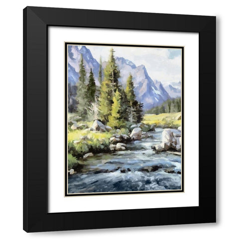 River in the Mountains II Black Modern Wood Framed Art Print with Double Matting by Medeiros, Celito